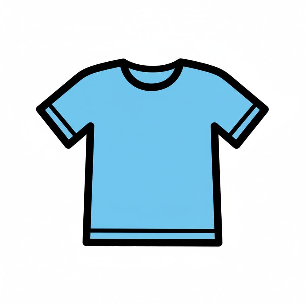 Kuva vaaleansinisestä T-paidasta.