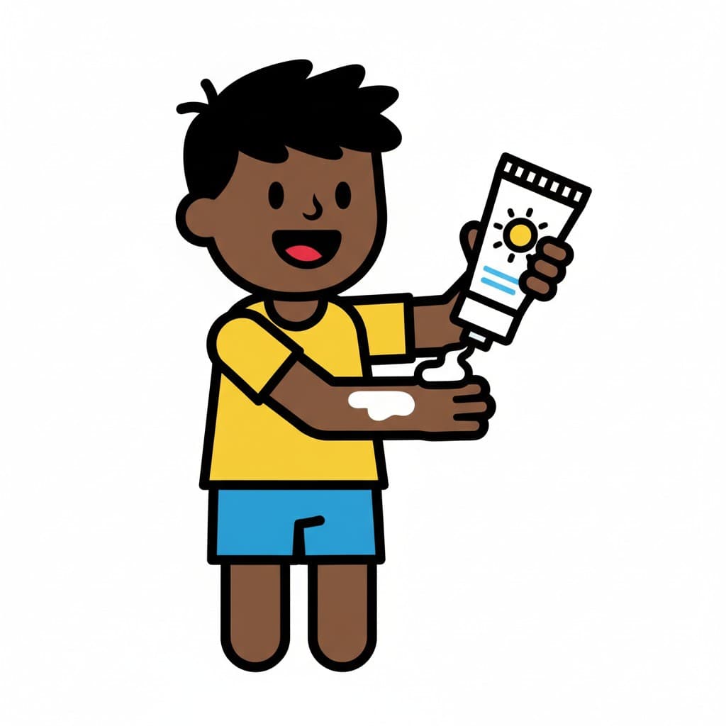 A person is applying sunscreen from a tube to their forearm.