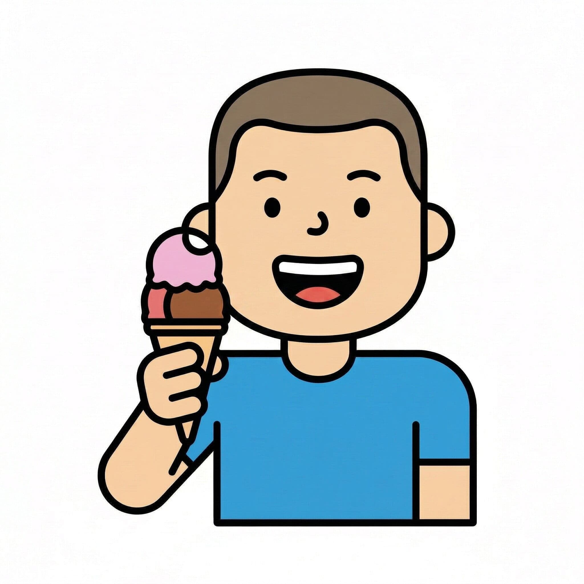 Eine Illustration eines Jungen, der Eis isst.