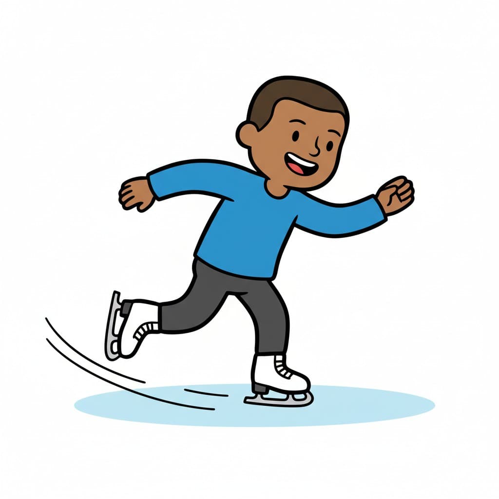 A boy is ice skating on the ice.