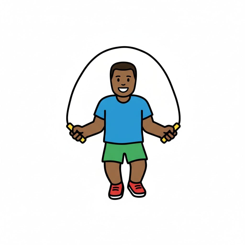 En pojke som hoppar rep.