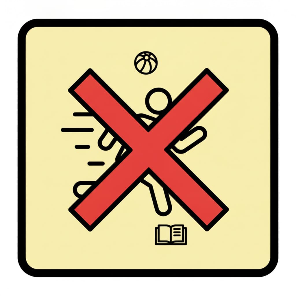 A crossed-out symbol with a red X over a play figure, showing that the activity is not allowed.