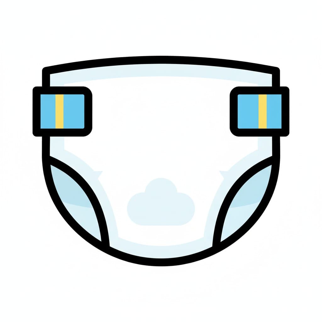 En vit blöja med ett litet moln på framsidan.