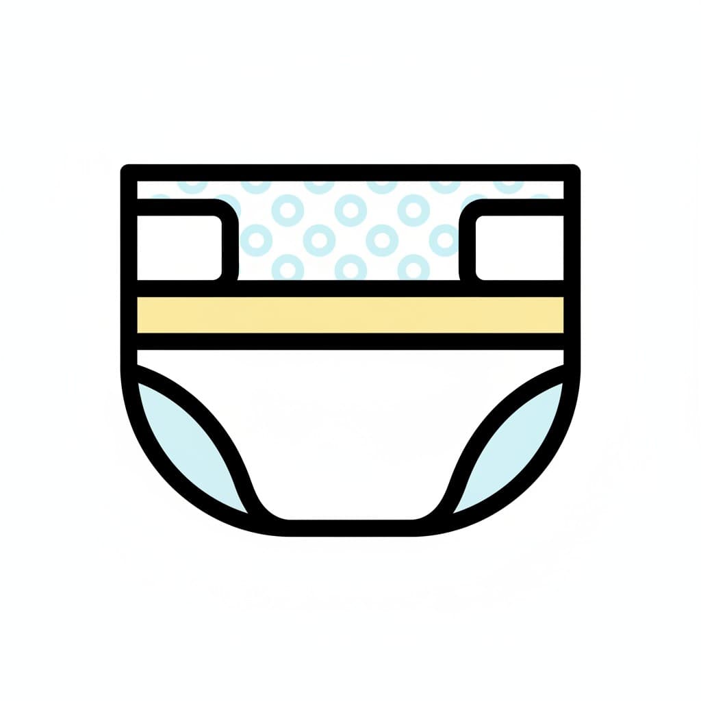 En blöja med ett blått prickigt mönster på den övre delen.