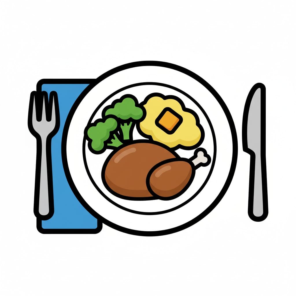 A plate of dinner food including chicken, mashed potatoes, and broccoli.