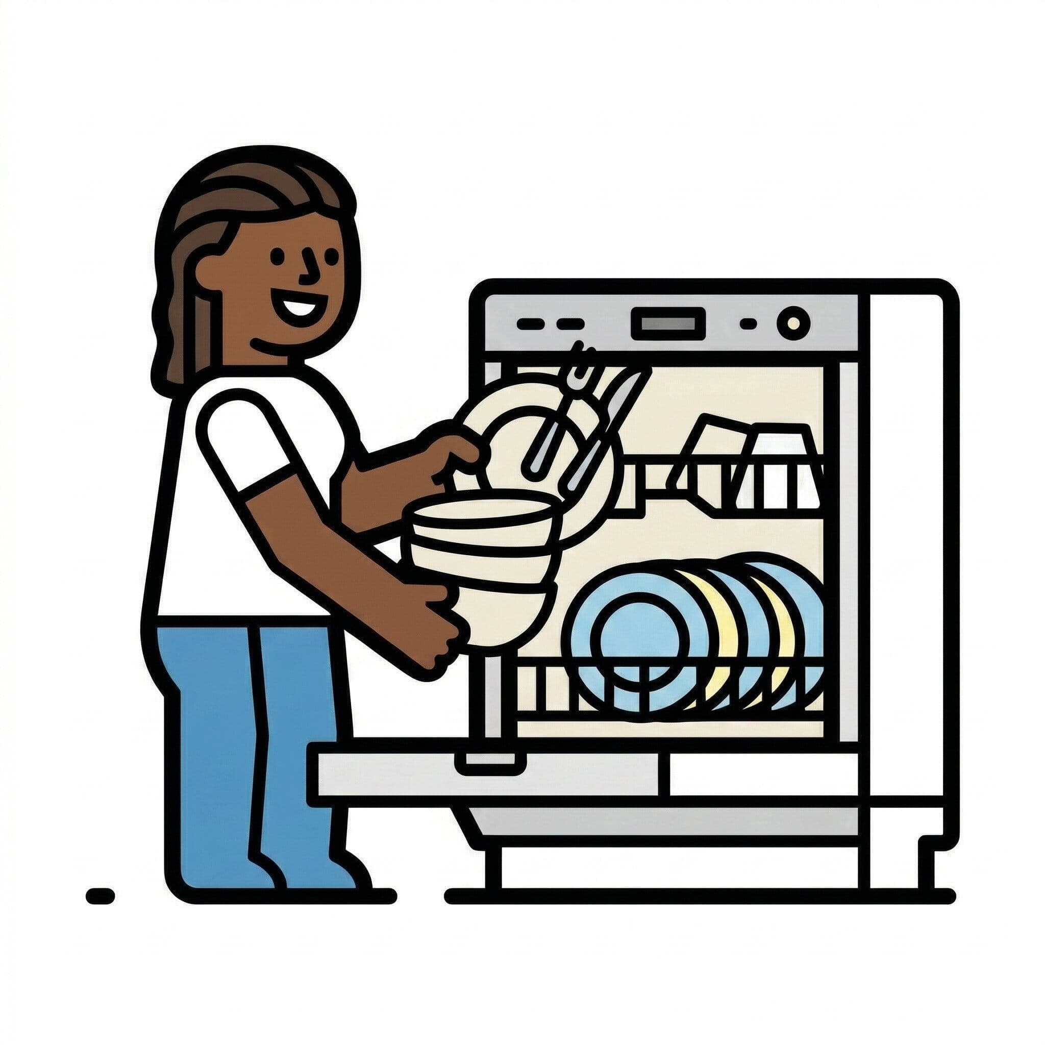 A person loading dishes into a dishwasher.