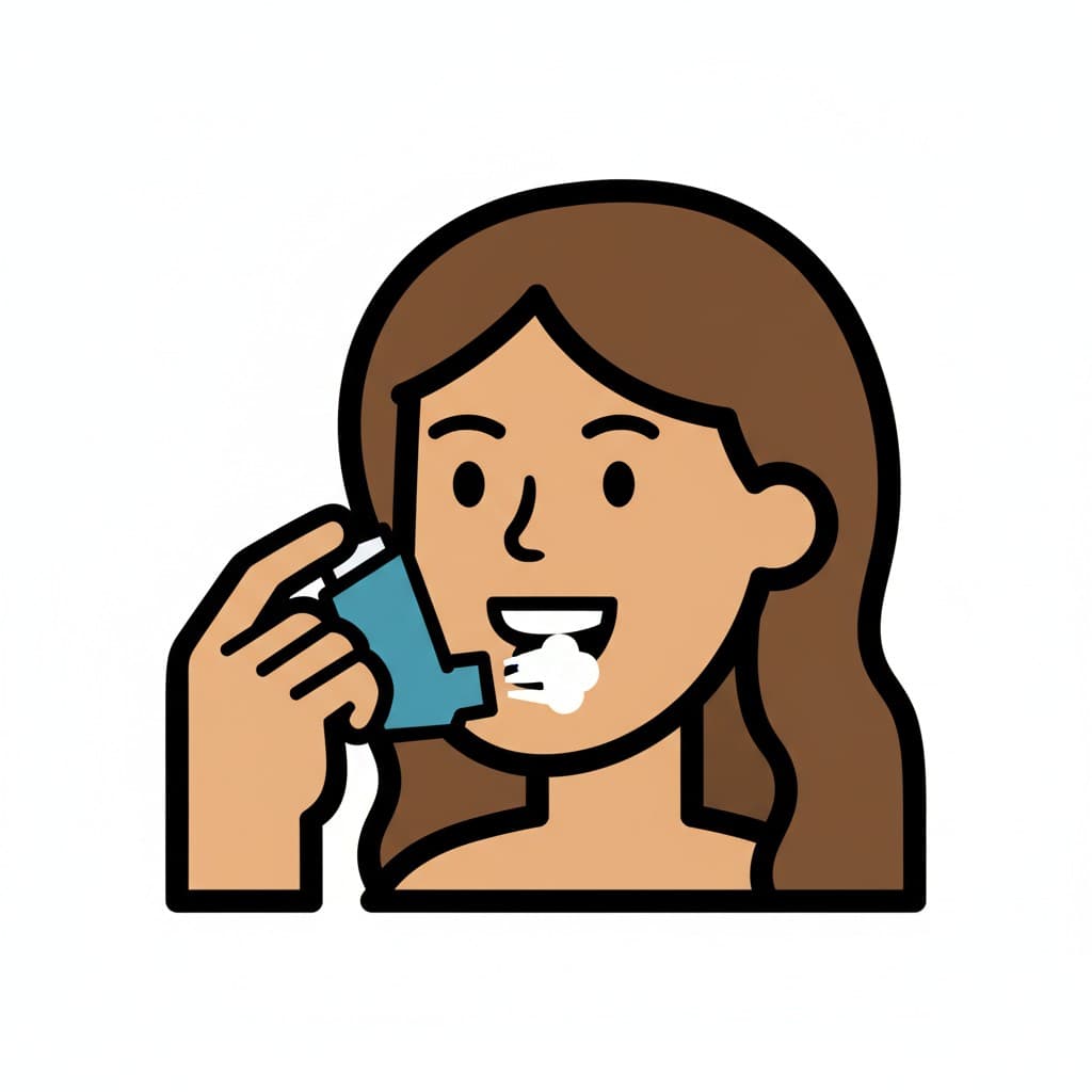 A person is using an asthma medicine inhaler.