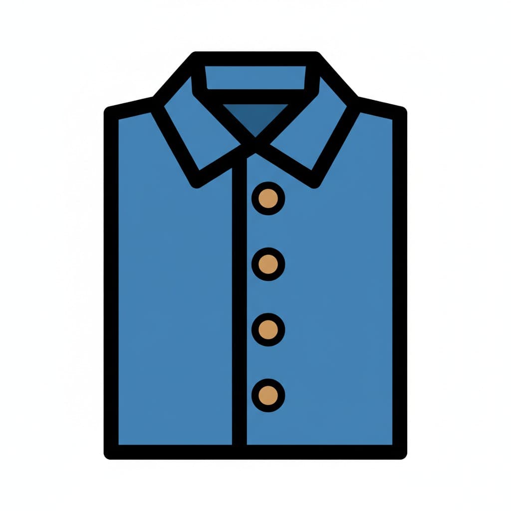 A folded blue overshirt with brown buttons.