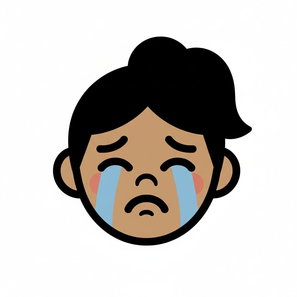 Image of a girl's face with tears streaming down her cheeks, displaying a very sad facial expression.