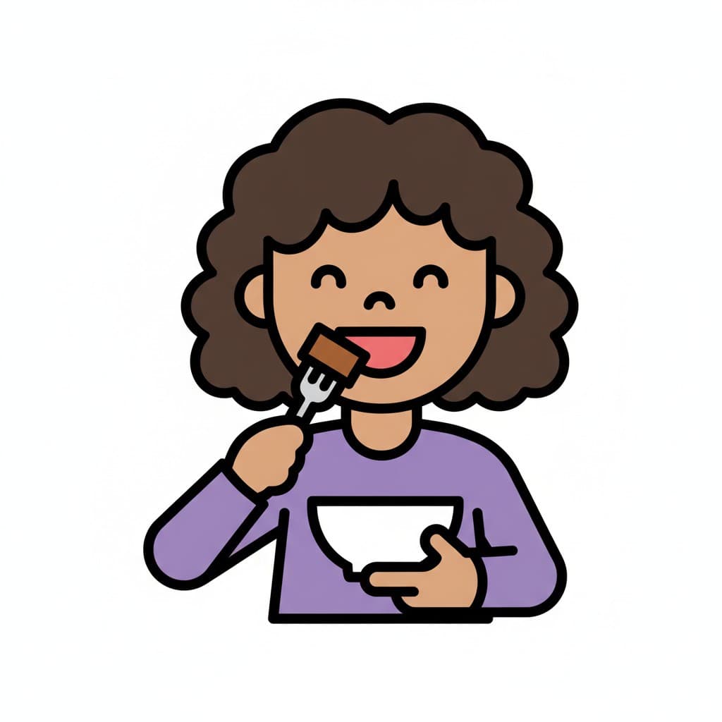 A girl eating from a bowl with a fork.