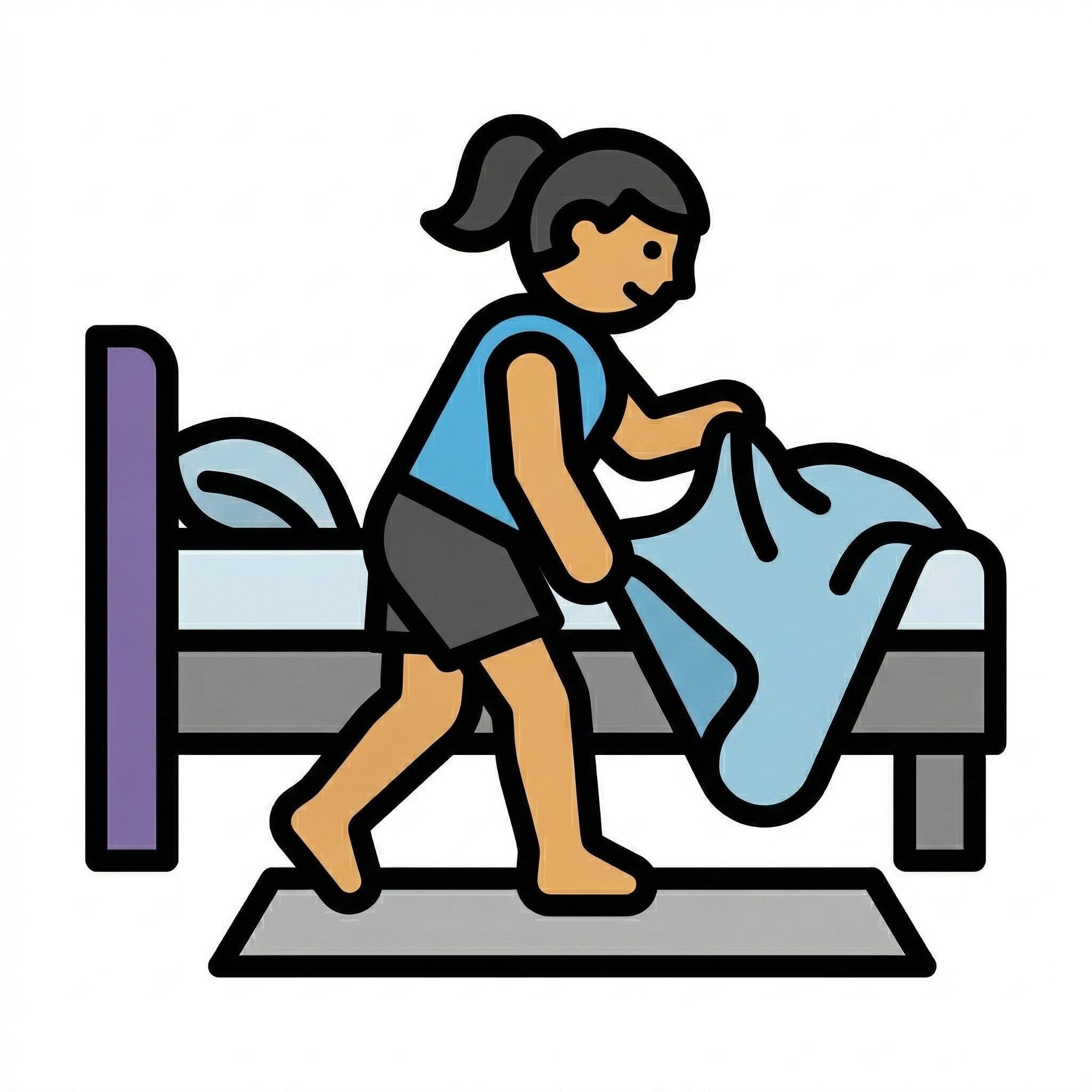 En tegning af en pige, der stiger ud af sengen.