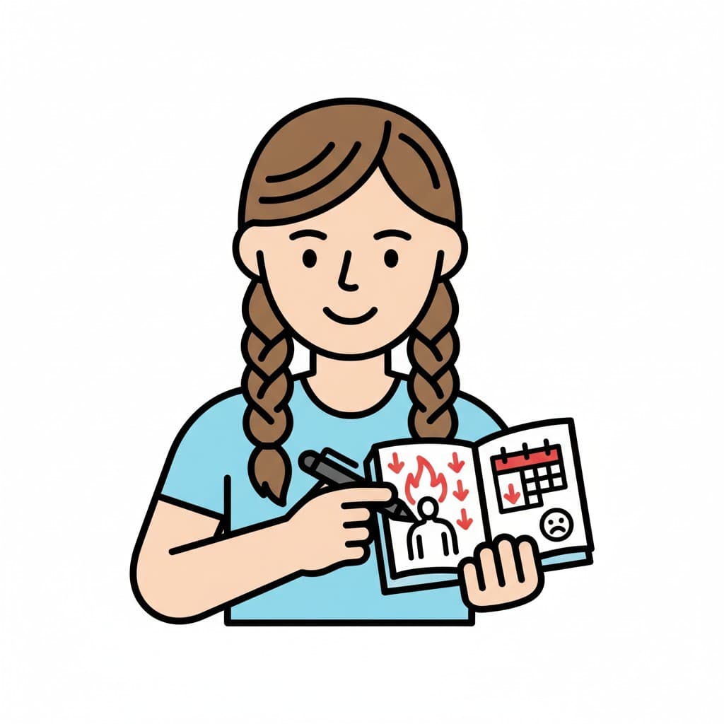 En person journalför sin smärta i en anteckningsbok.