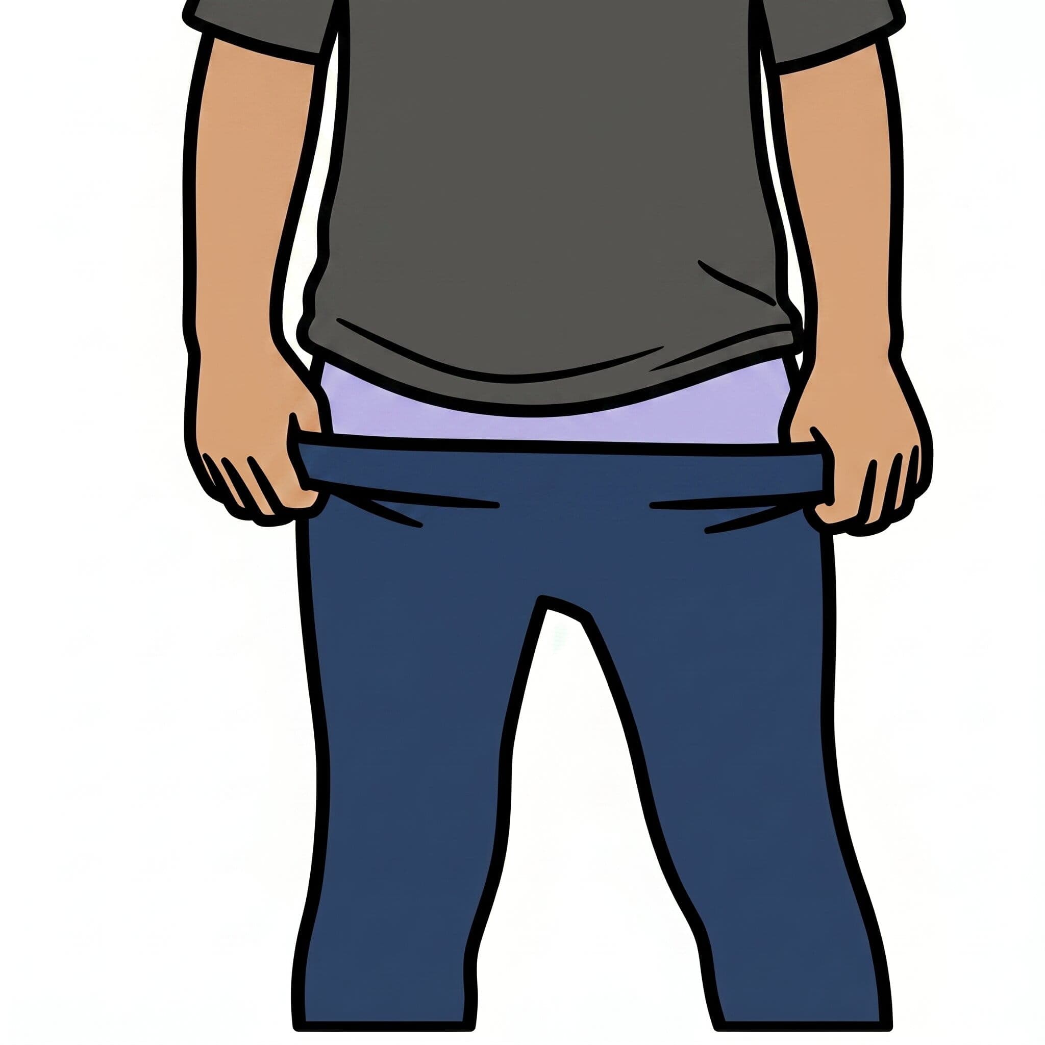 A person pulling up leggings to the waist.