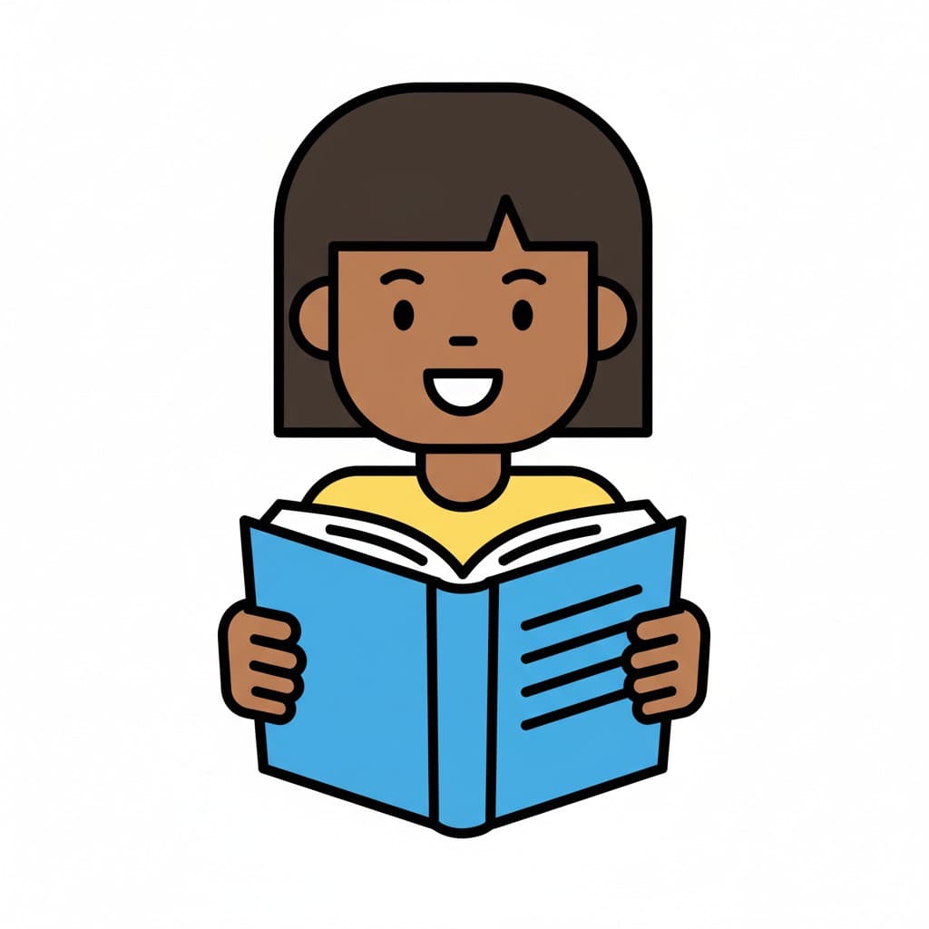 En flicka läser en bok.