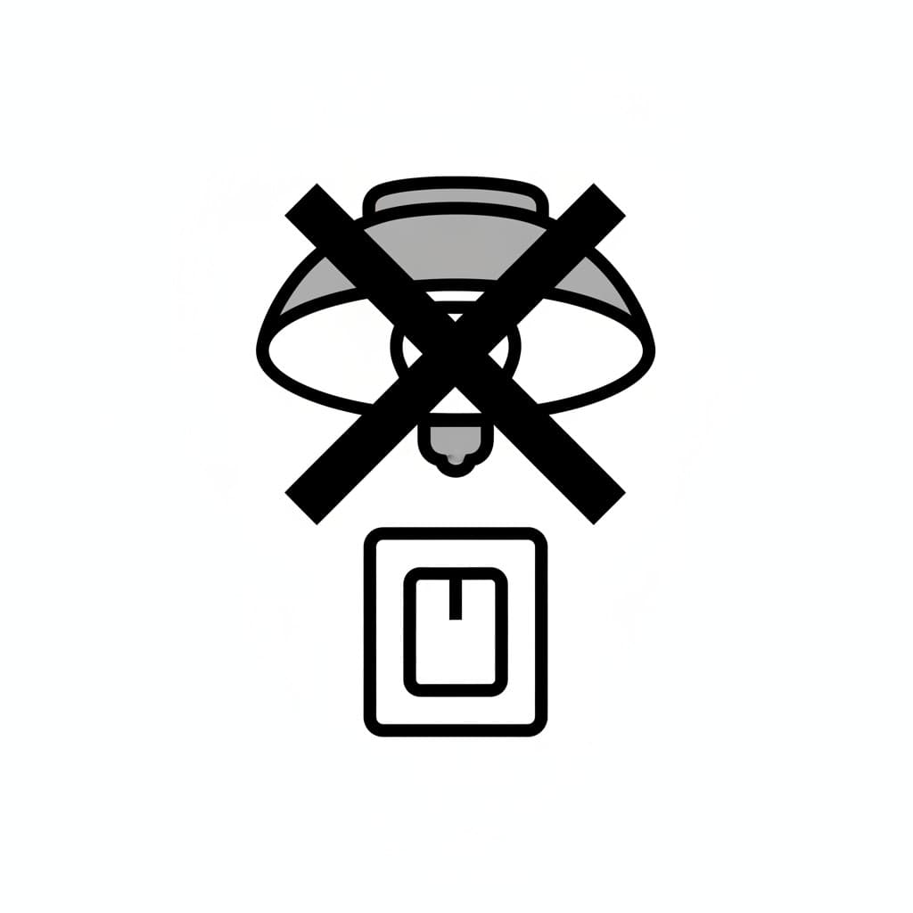 An icon showing a light switch and a crossed-out lamp, indicating 'lights off'.