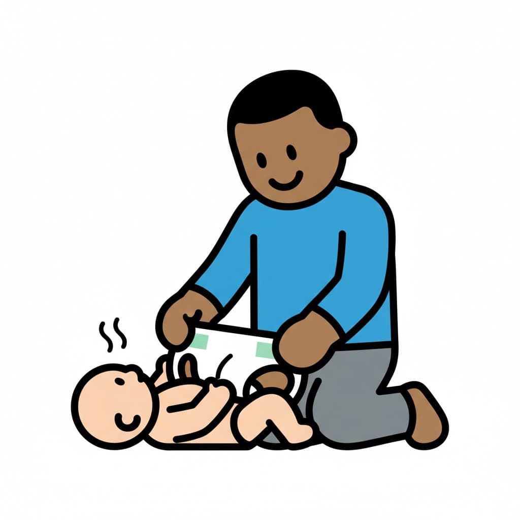 A person changing a baby's diaper.