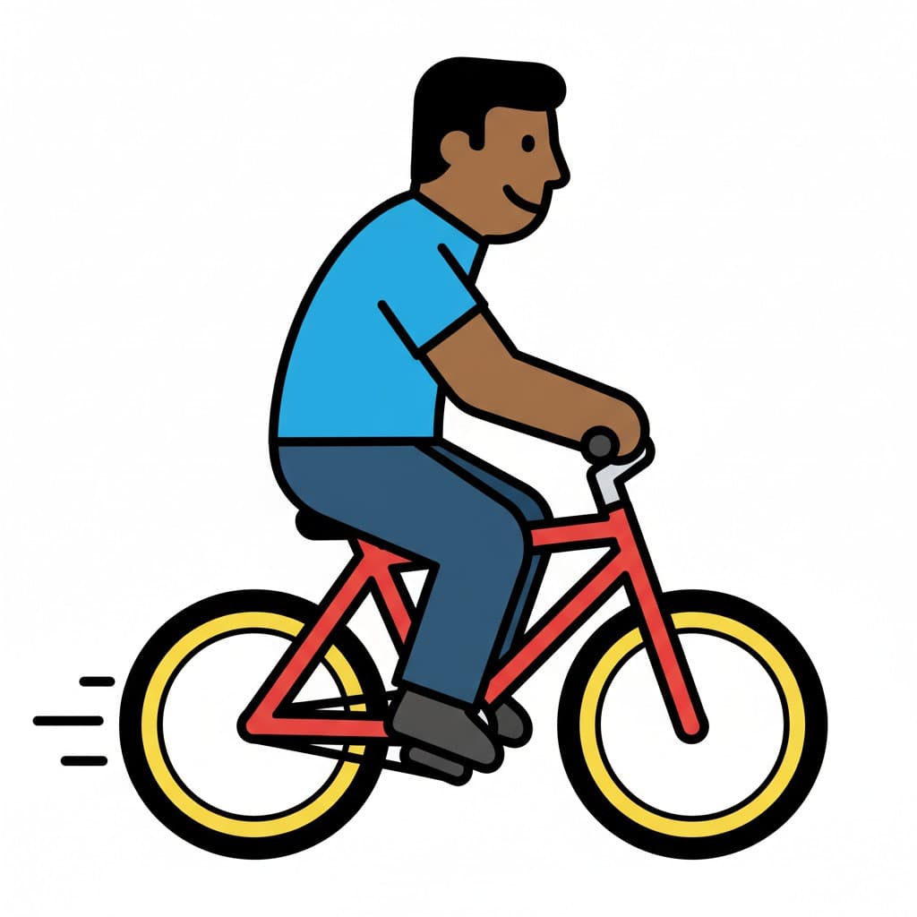 En illustration af en mand der cykler.