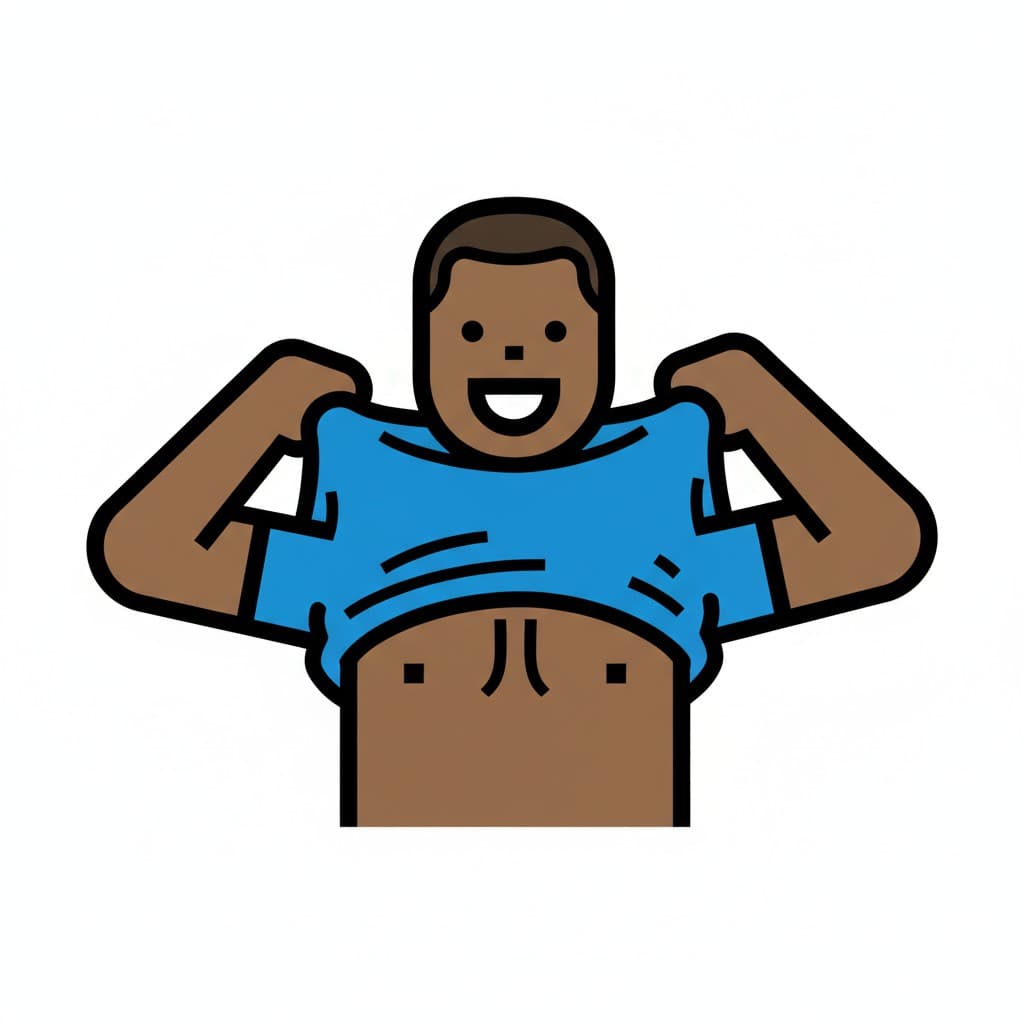 A man taking off a blue shirt.