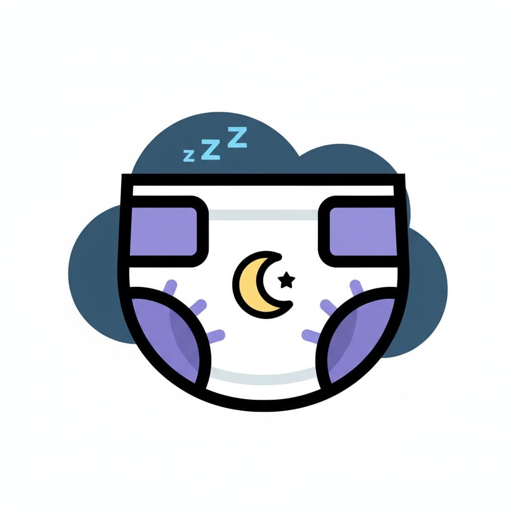 A diaper icon with a moon, a star, and 'zzz' symbols, indicating a night diaper.