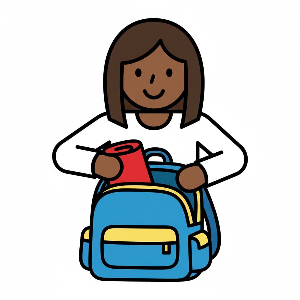 En person packar en väska.