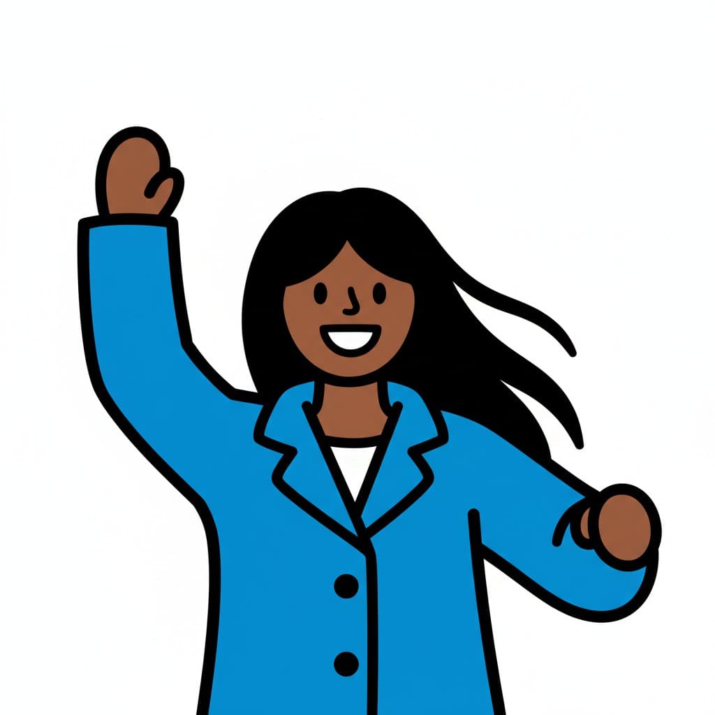 En person som tar på sig en blå jacka