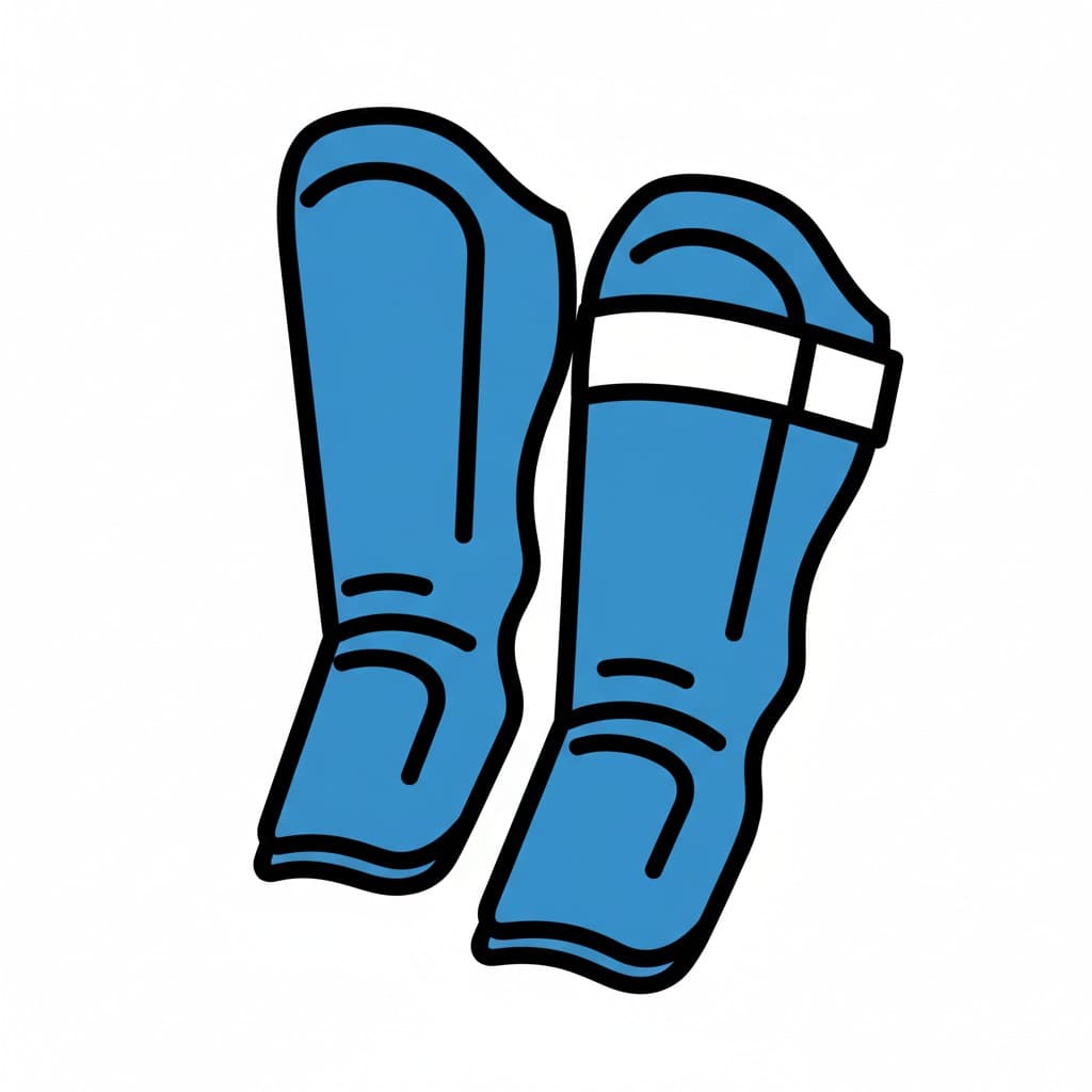 Ett par blå benskydd.