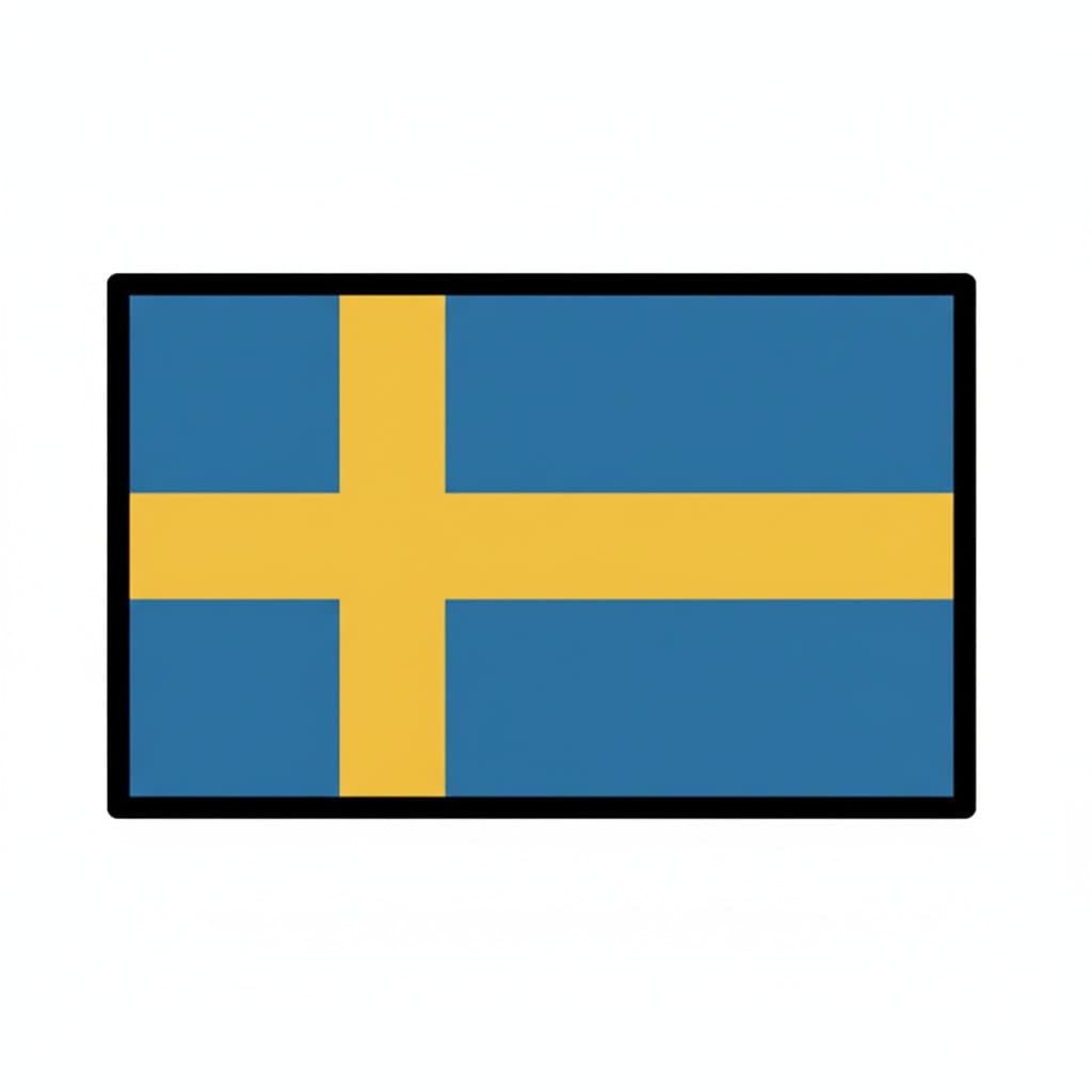 Det svenske flag, et blåt rektangel med et gult kors.