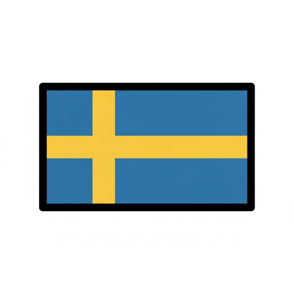 Det svenske flag med blå bund og gult kors.