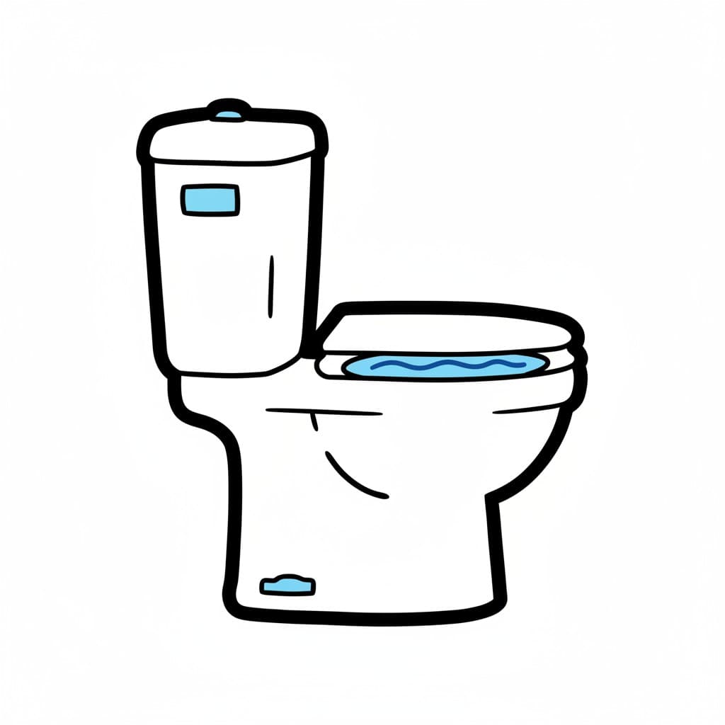 En vit toalettstol med vattenspegel i toalettskålen.