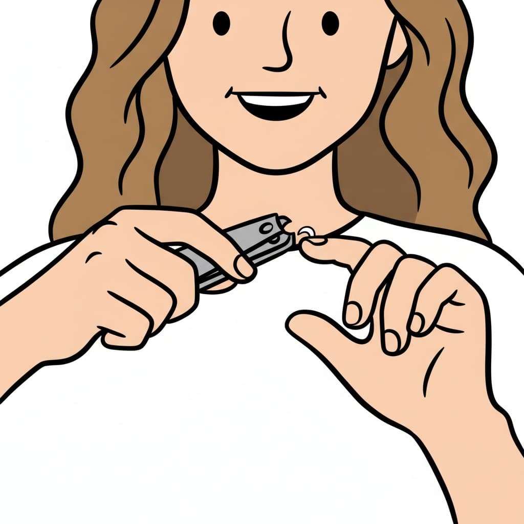 En kvinne klipper neglene sine med en negleklipper.