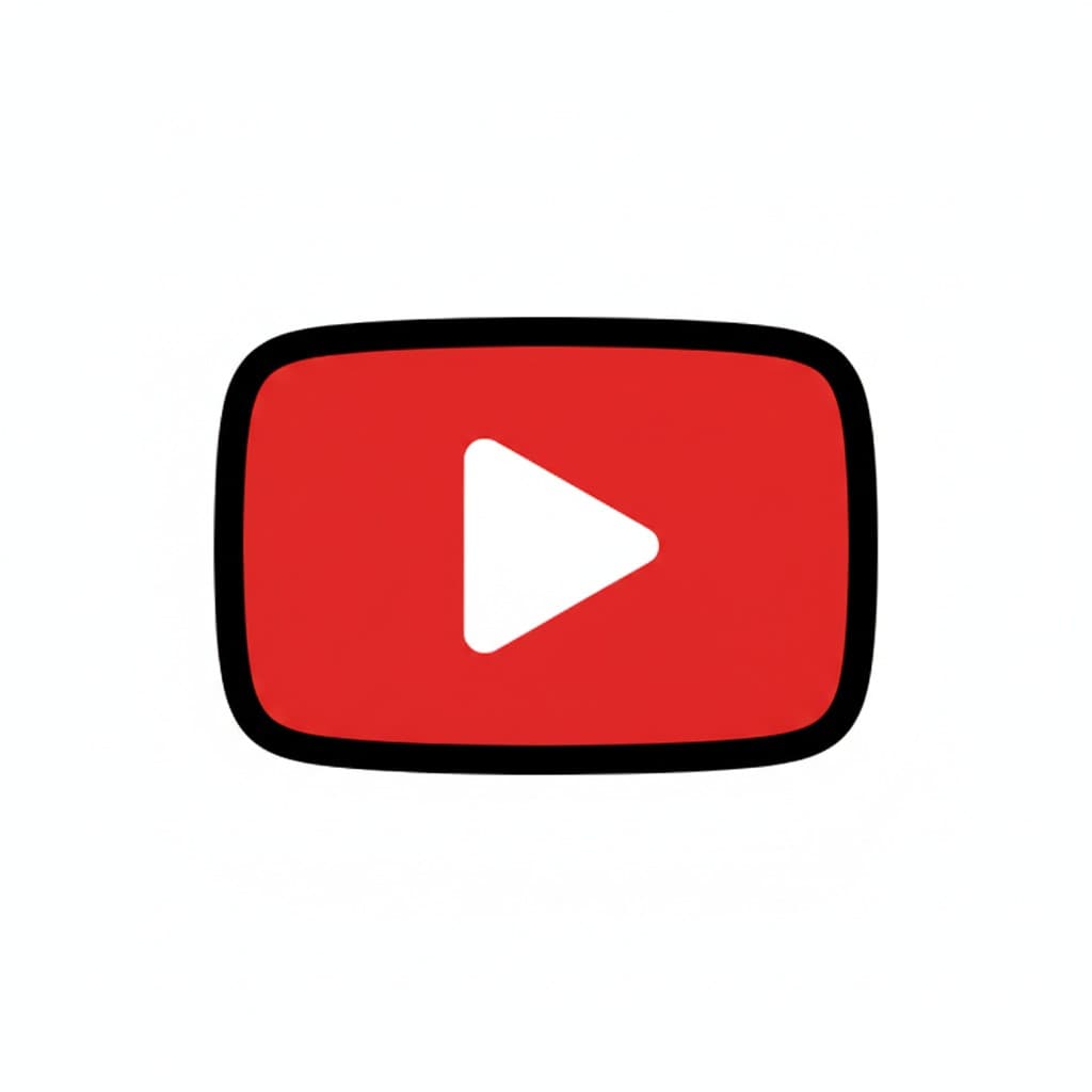 Den klassiska YouTube-logotypen, en röd rundad rektangel med en vit uppspelningsknapp i mitten.