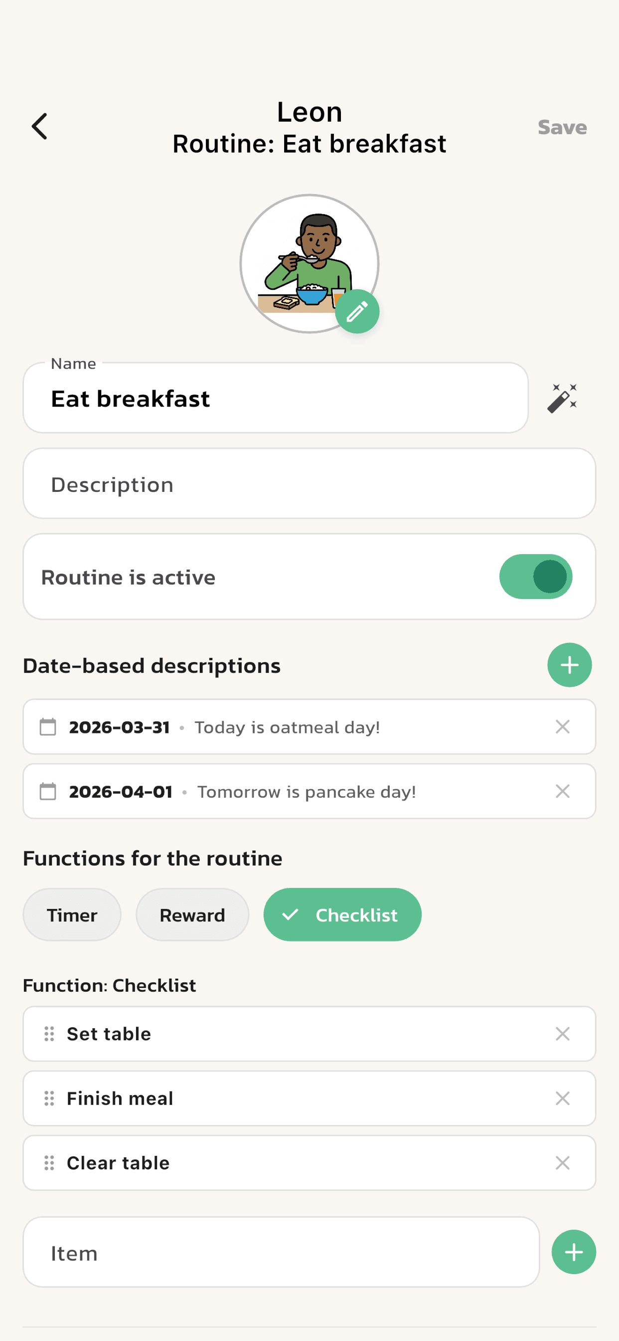 03 caregiver child routine item edit