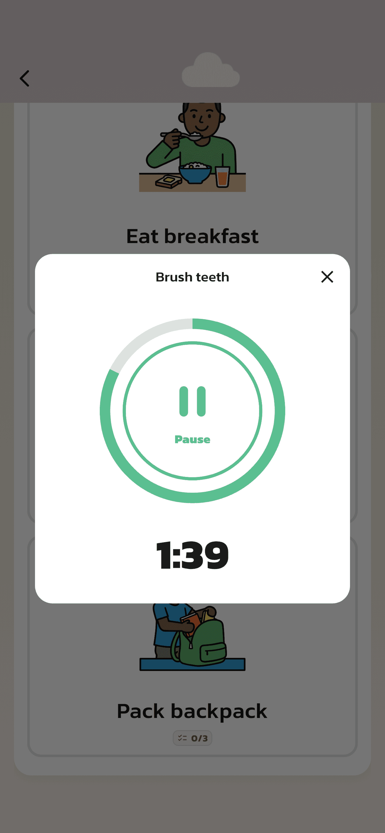 08 caregiver actlike first child routine group with visal support timer started