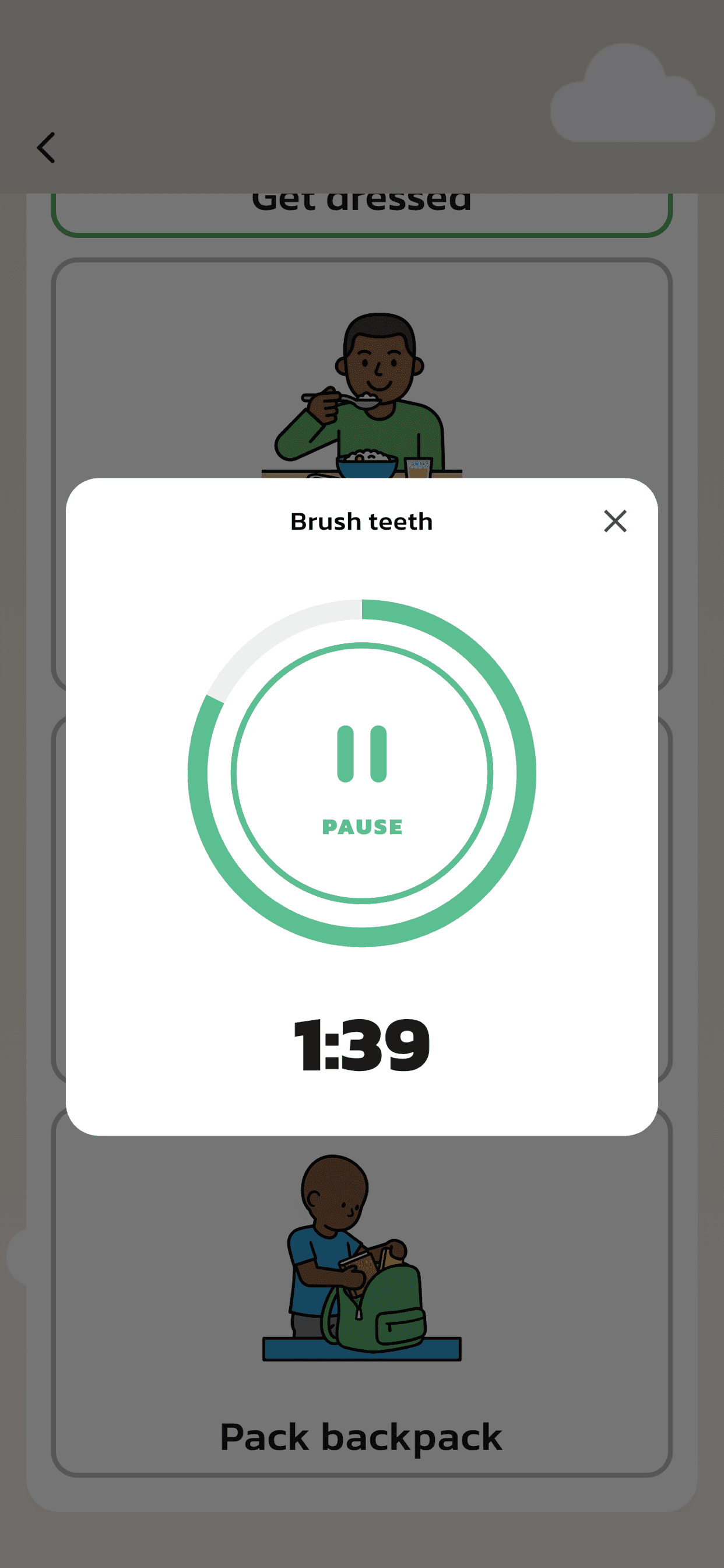 08 caregiver actlike first child routine group with visal support timer started