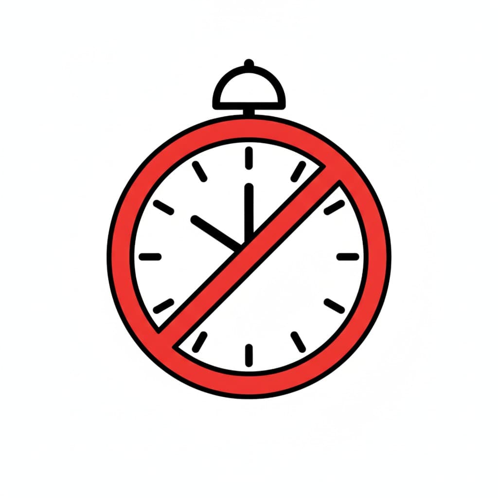 A clock with a red no-symbol over it, showing the sound is off.