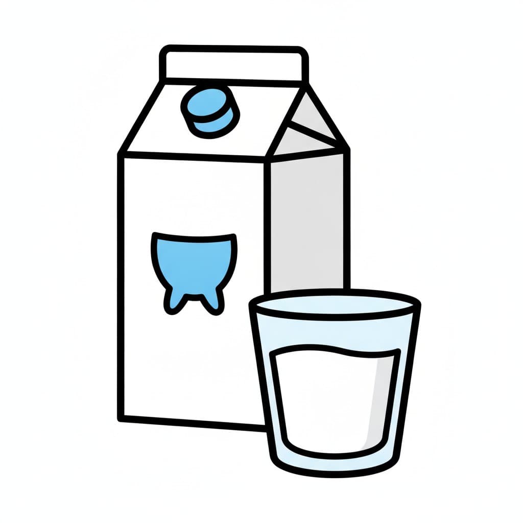A milk carton and a filled glass of milk.