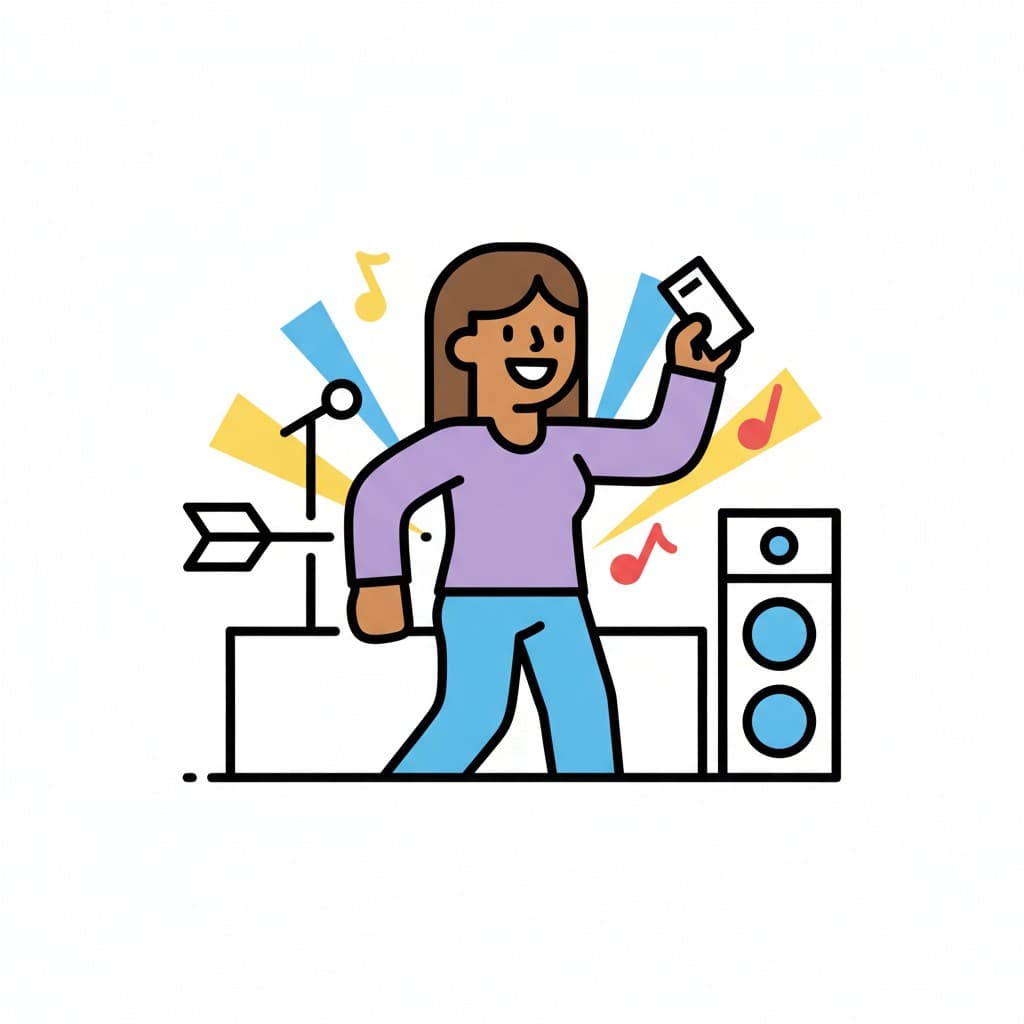 En person til en koncert holder en telefon op, mens musikken spiller.