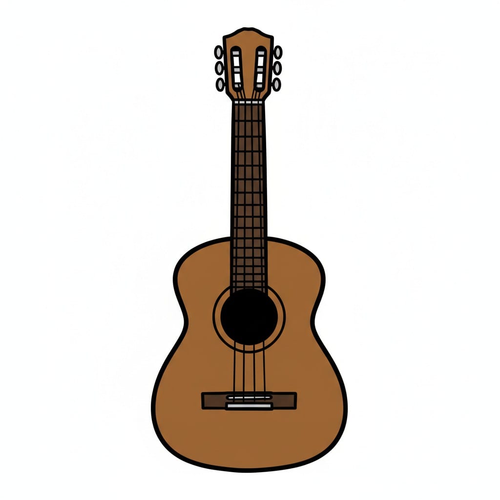 Eine braune Akustikgitarre.