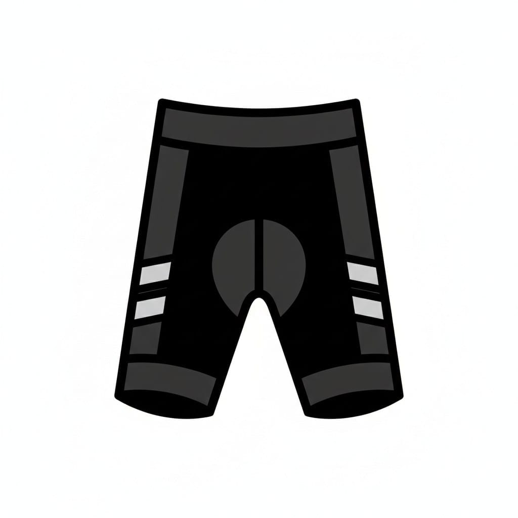 Een zwarte fietsbroek met grijze details.