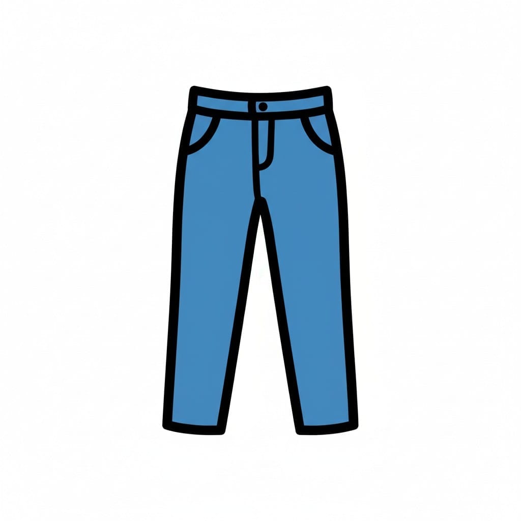 Een blauwe broek.