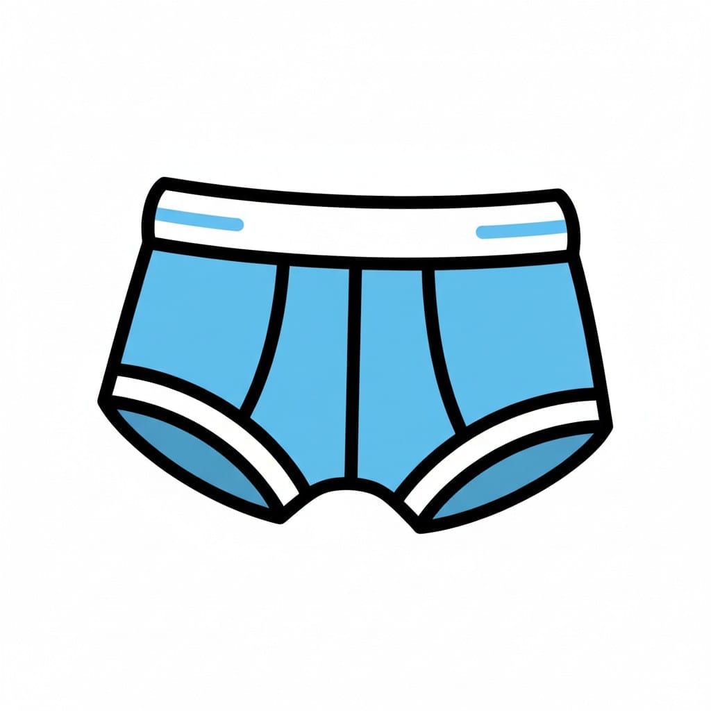 A pair of blue underpants with a white waistband.