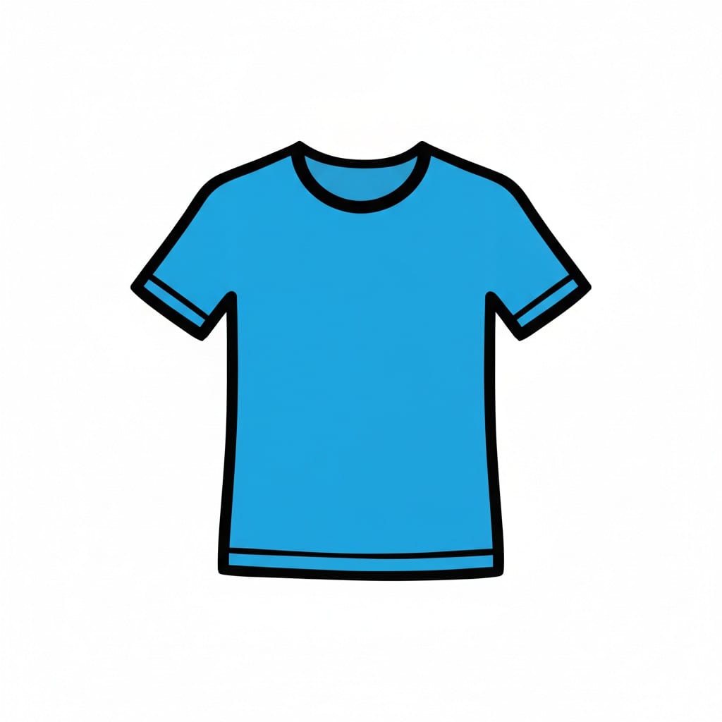 Ein leuchtend blaues T-Shirt mit kurzen Ärmeln.