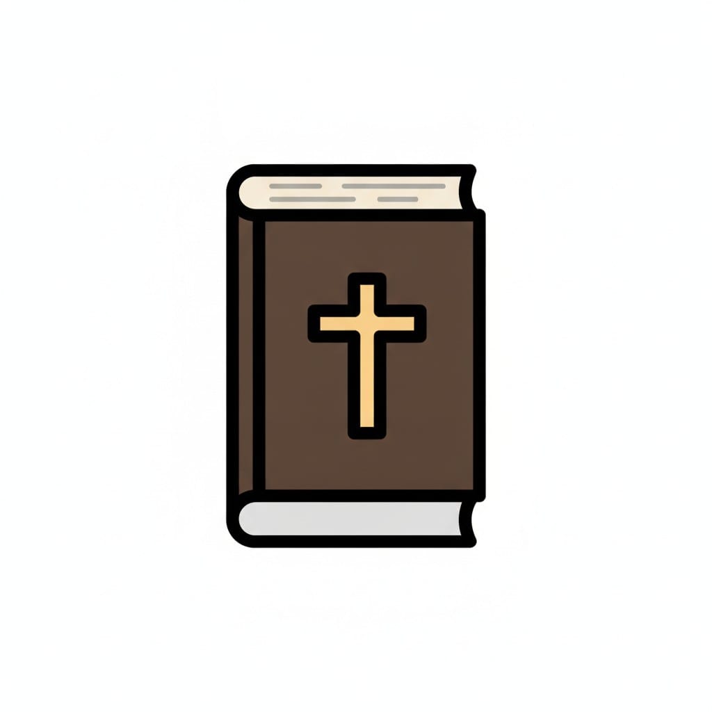 A closed book with a brown cover and a gold cross on the front.