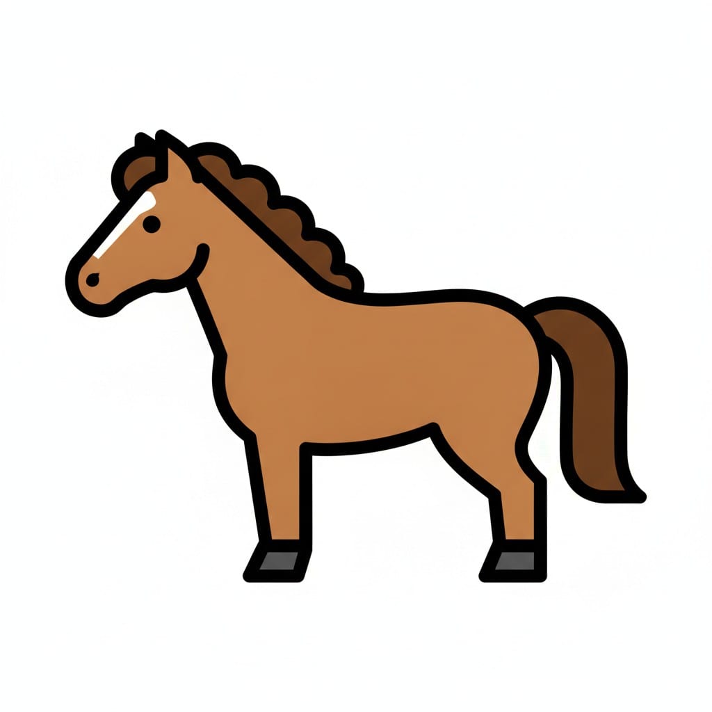 Ein braunes Pferd steht im Profil.
