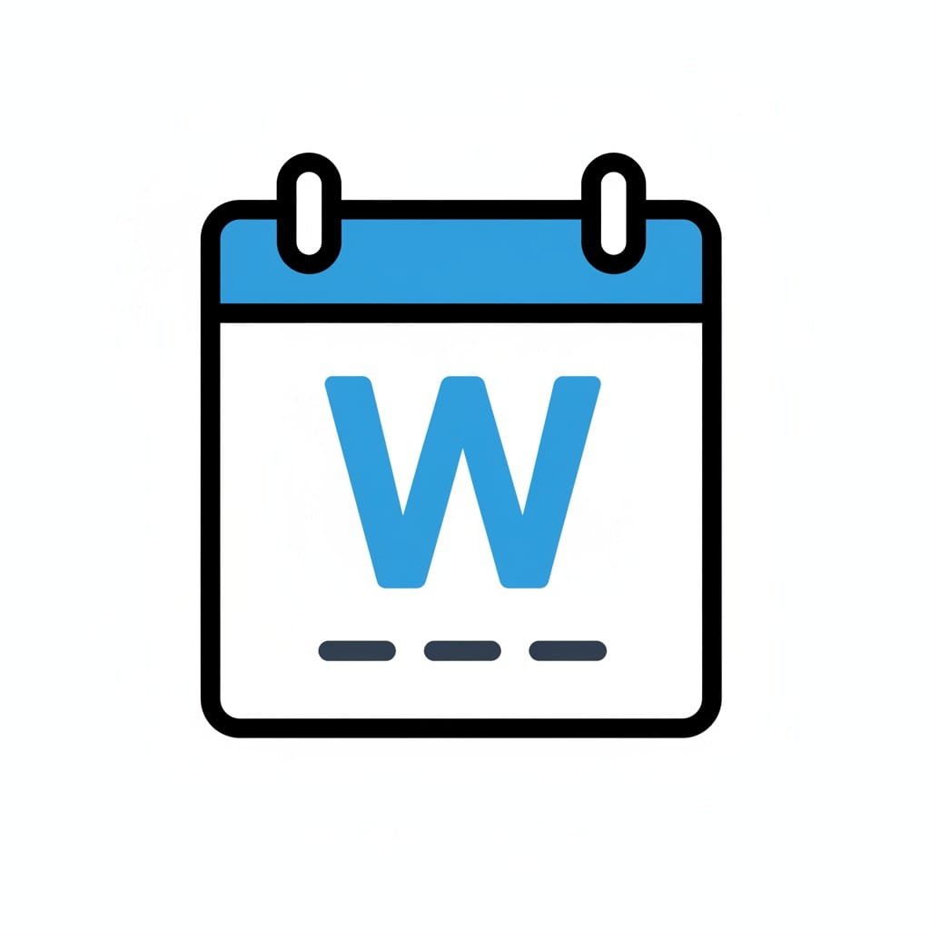 Een kalenderpictogram met een grote blauwe letter W die woensdag voorstelt.