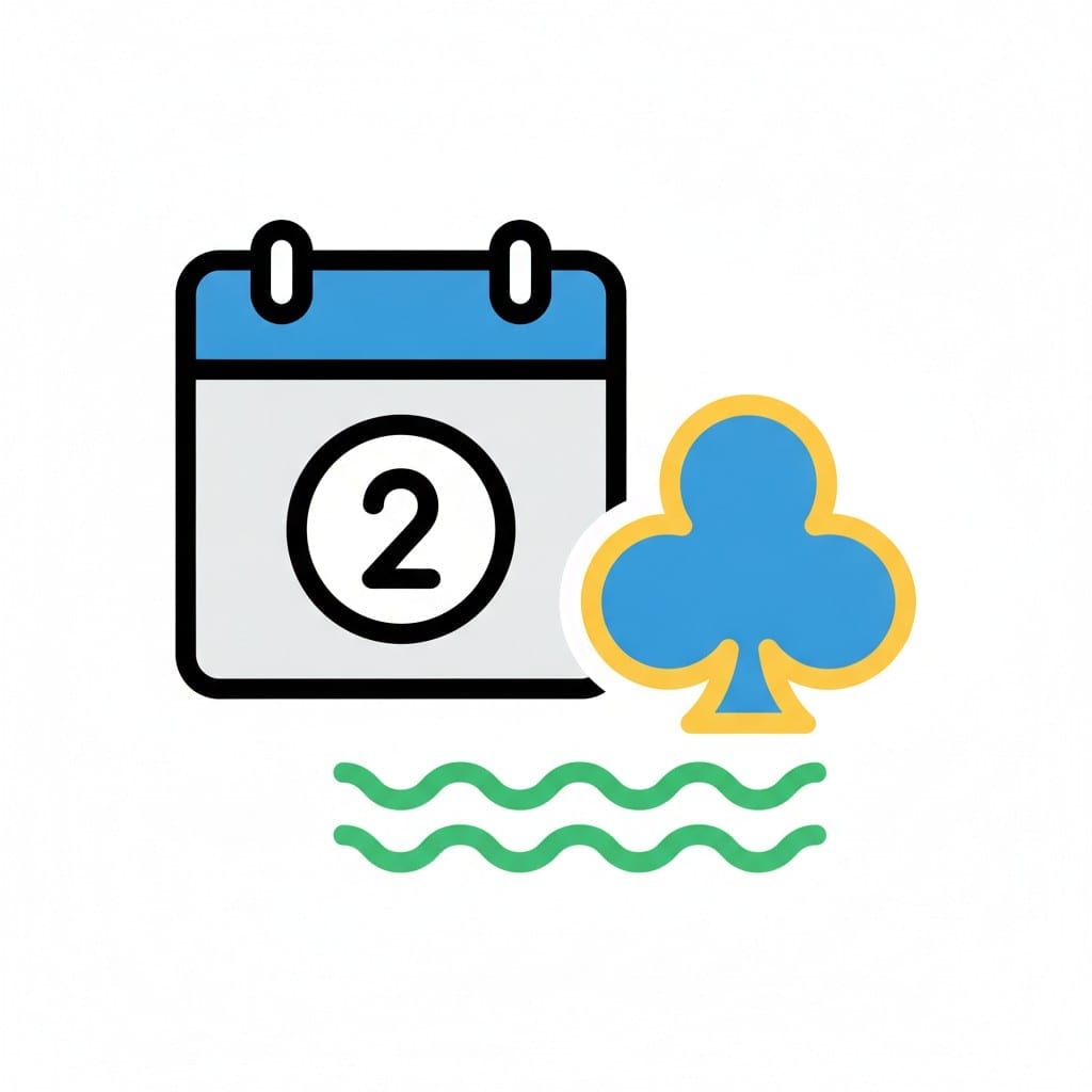 Een kalender met het cijfer 2 naast een blauw clubsymbool.