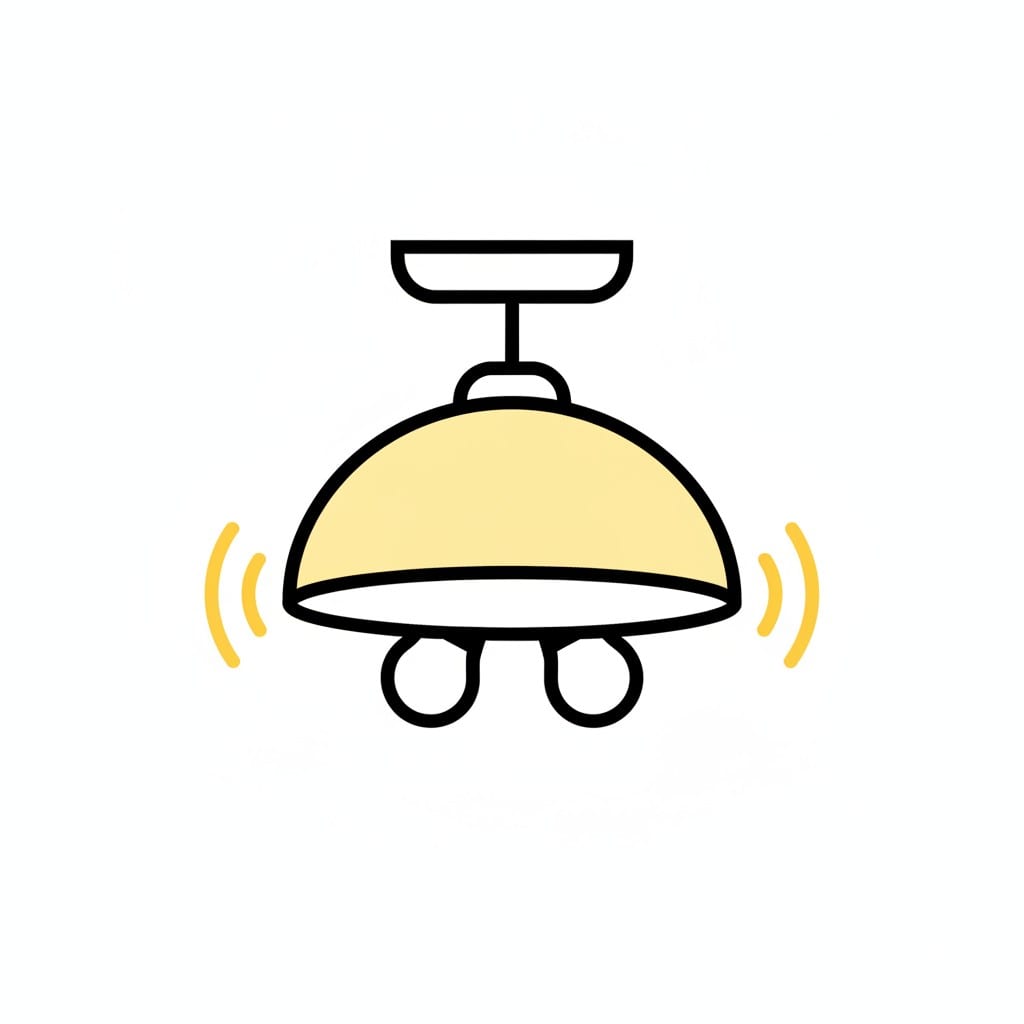 Een brandende plafondlamp.
