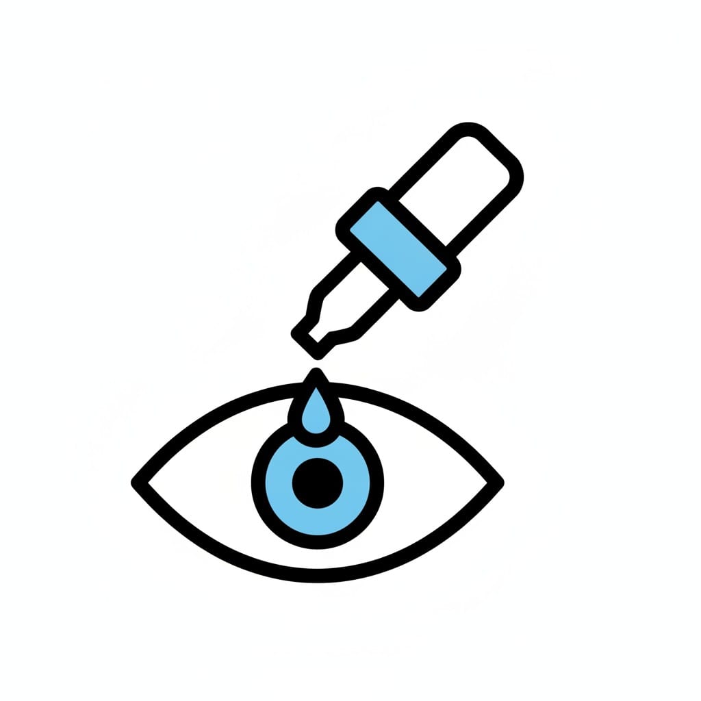Een pipet laat een druppel in een oog vallen.