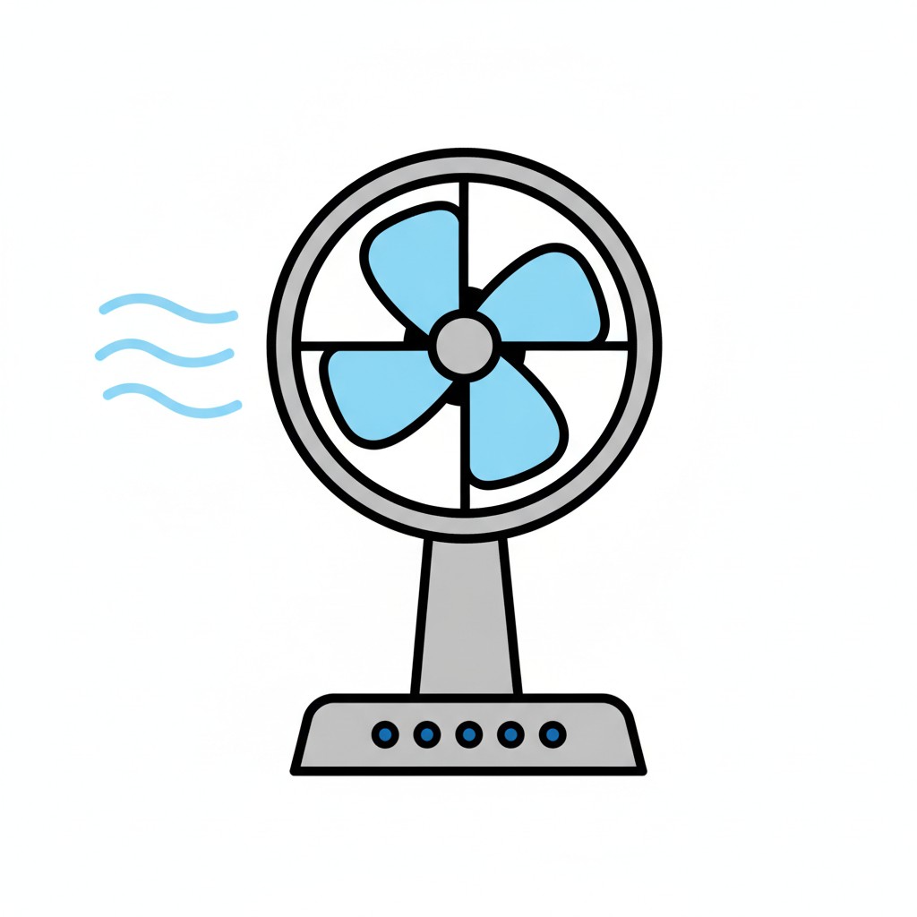 En ventilator, der blæser luft.