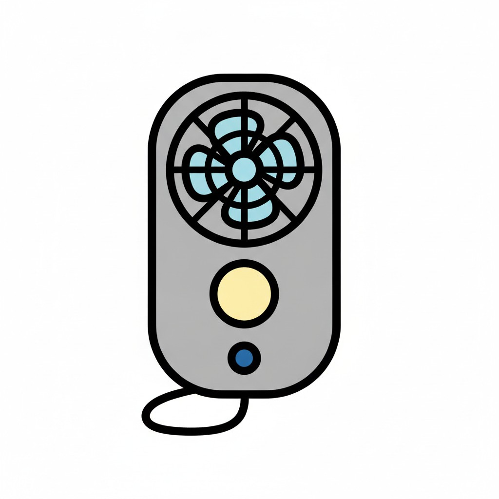 En lille ventilator med indbygget natlampe.